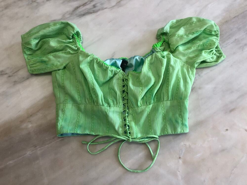 Majorelle Crop Off The Shoulder Corset Top s Corset Peasant Lime Green